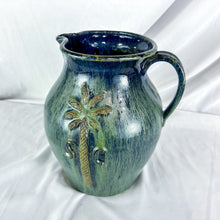 Load image into Gallery viewer, Double-Signed Marvin Bailey Blue Green Glaze Palmetto Tree Pitcher
