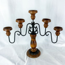 Load image into Gallery viewer, 1960s Wood &amp; Wrought Iron 5-Candle Candelabra
