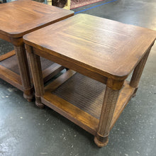Load image into Gallery viewer, Pair Of Wood &amp; Woven Wicker End Tables
