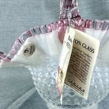 Load image into Gallery viewer, Vintage Fenton Clear Opalescent Hobnail Pink Crested Glass Basket
