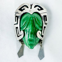Load image into Gallery viewer, Vintage Mexican Sterling Silver Taxco Carved Warrior Pendant Brooch
