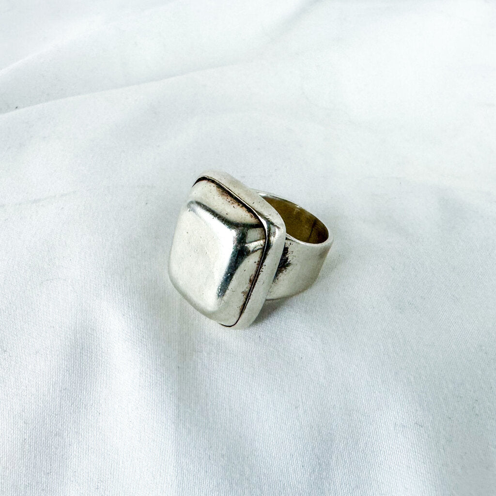 Vintage Sterling Silver Brutalist Style Statement Ring, Size 6