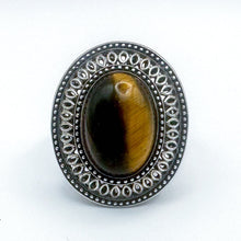 Load image into Gallery viewer, Vintage Sterling Silver Tiger&#39;s Eye Filigree Ring, Size 9
