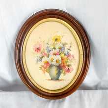 Load image into Gallery viewer, Vintage Oval-Framed M. Black Floral Lithograph Print
