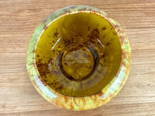 Load image into Gallery viewer, Vintage Unmarked Mustard Yellow, Green &amp; Brown Hand-Turned Pottery Bowl
