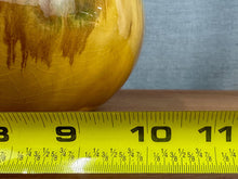 Load image into Gallery viewer, Vintage Unmarked Mustard Yellow, Green &amp; Brown Hand-Turned Pottery Bowl
