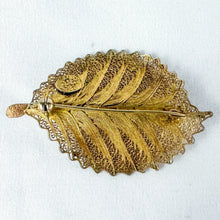 Load image into Gallery viewer, Vintage Gabriel Star Toned Sterling Silver Filigree Leaf Brooch
