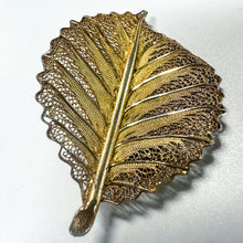 Load image into Gallery viewer, Vintage Gabriel Star Toned Sterling Silver Filigree Leaf Brooch
