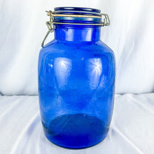 Load image into Gallery viewer, Vintage Cobalt Blue Mills Bakery 40-Quart &quot;Homestyle Brand Cookies&quot; Cookie Jar
