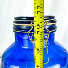 Load image into Gallery viewer, Vintage Cobalt Blue Mills Bakery 40-Quart &quot;Homestyle Brand Cookies&quot; Cookie Jar
