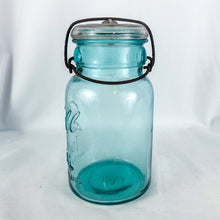 Load image into Gallery viewer, Vintage to Antique Blue-tinted Ball Jar with Clear Lid
