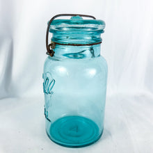 Load image into Gallery viewer, Vintage to Antique 1923-1933 Blue-Tinted Ball Ideal Mason Jar with Original Lid
