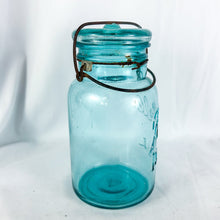 Load image into Gallery viewer, Vintage to Antique 1923-1933 Blue-Tinted Ball Ideal Mason Jar with Original Lid
