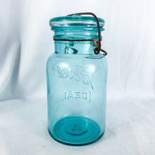 Load image into Gallery viewer, Vintage to Antique 1923-1933 Blue-Tinted Ball Ideal Mason Jar with Original Lid
