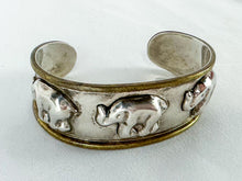 Load image into Gallery viewer, Vintage Made-In-Mexico Sterling Silver Elephant Motif Cuff Bracelet
