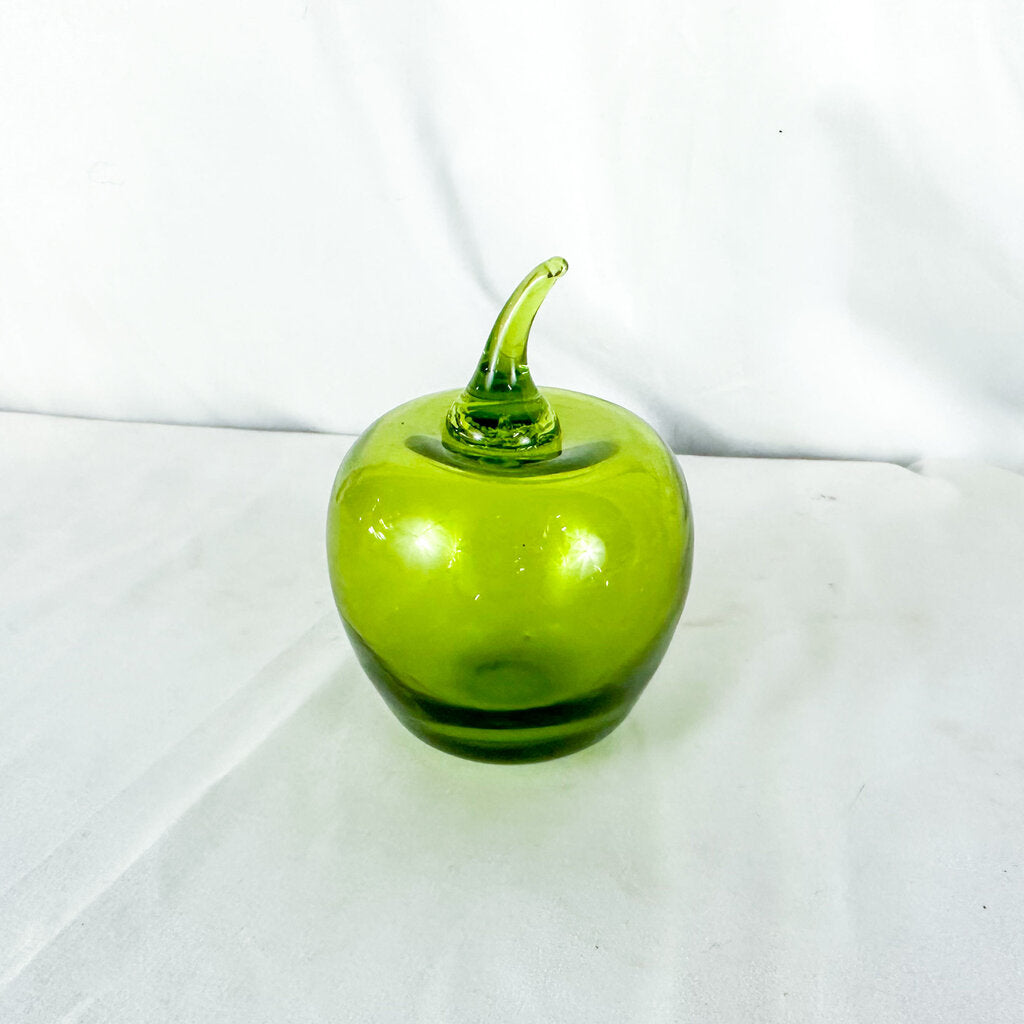 Vintage Viking Glass Hollow Green Apple Paperweight