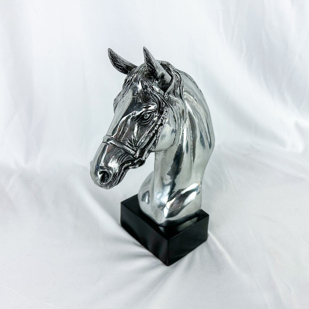 Vintage Metal Horse Bust Sculpture
