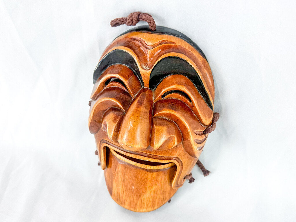 Vintage Korean Smiling Hahoe Mask with Movable Chin