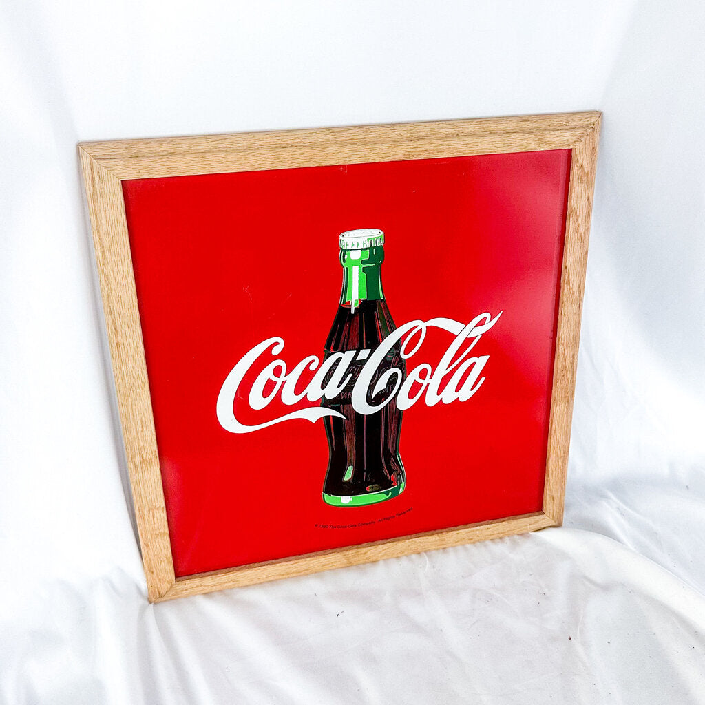 1990 Framed Metal Coca-Cola Sign