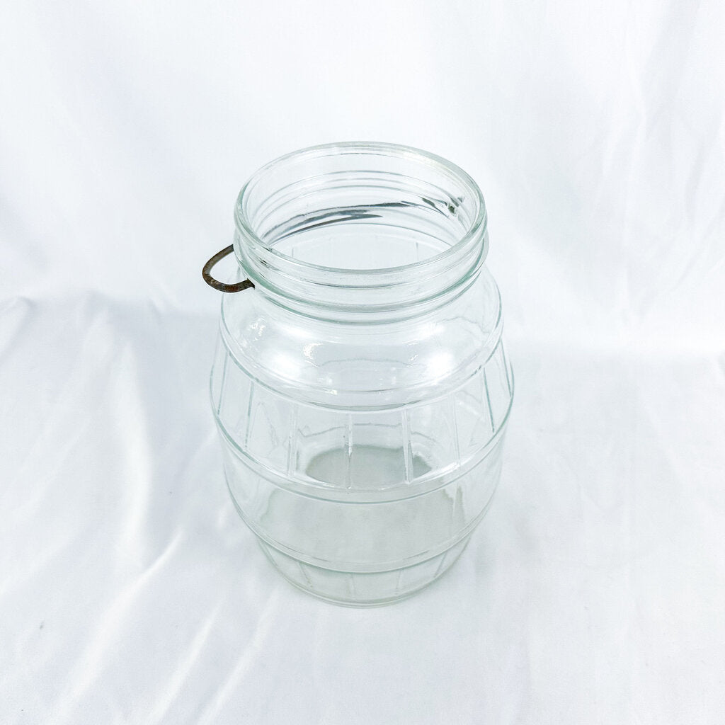 Vintage Hoosier Style Barrel Canister Glass Jar