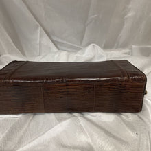 Load image into Gallery viewer, Purse, Embossed Leather, Snake Print, Brown with Gold Trim
