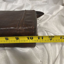 Load image into Gallery viewer, Purse, Embossed Leather, Snake Print, Brown with Gold Trim
