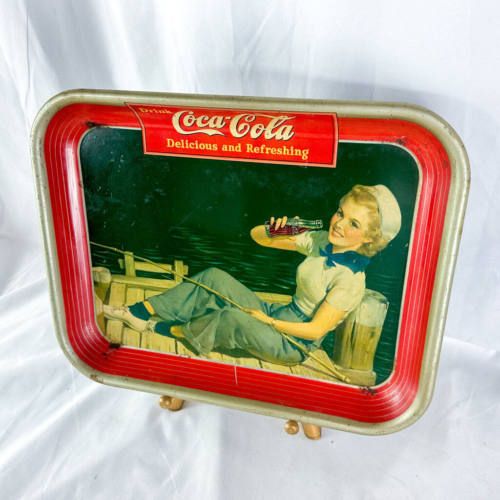 Authentic 1940 Coca-Cola Girl Metal Serving Tray