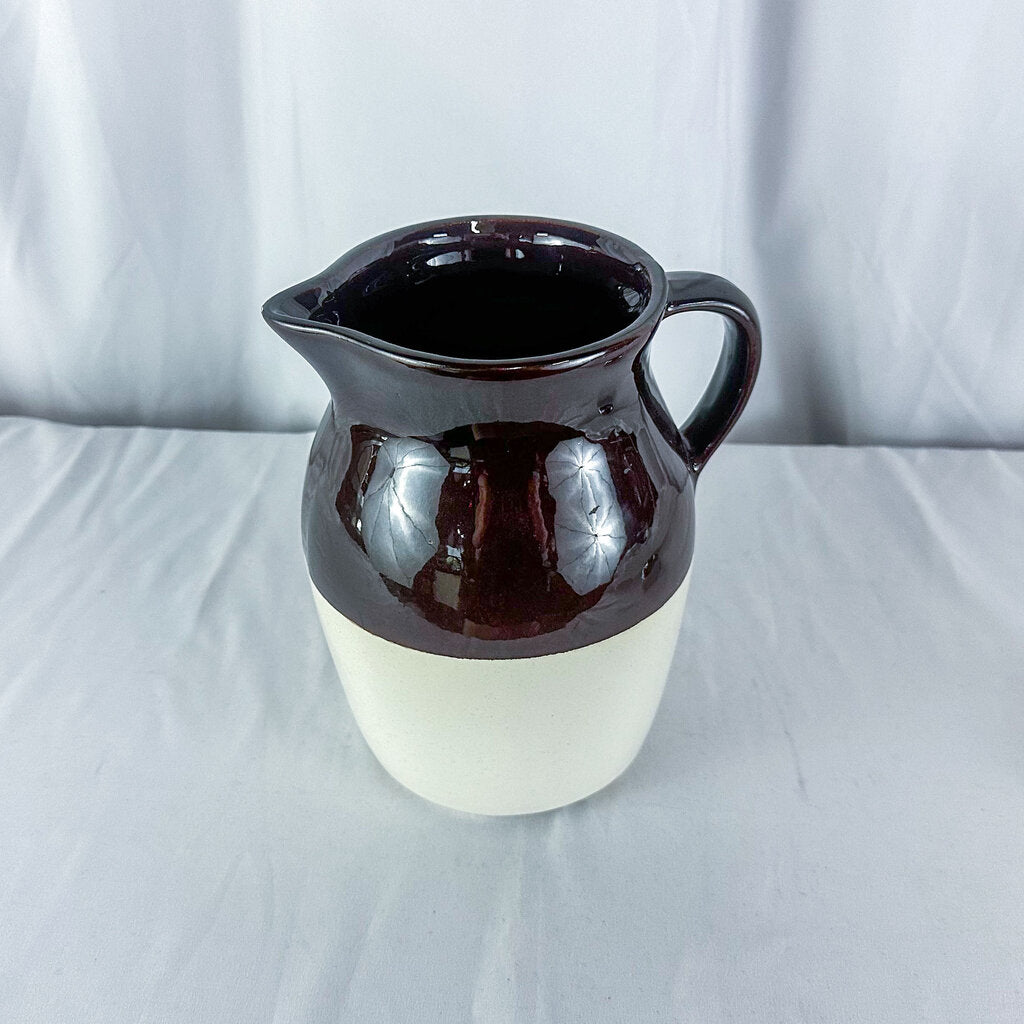 Vintage Brown & Tan Stoneware Pitcher