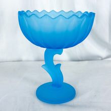 Load image into Gallery viewer, Vintage Indiana Glass Blue Satin Depression Glass Pedestal Bowl
