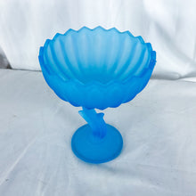 Load image into Gallery viewer, Vintage Indiana Glass Blue Satin Depression Glass Pedestal Bowl
