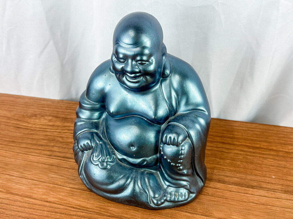 Vintage Blue Happy Buddha Figurine