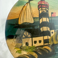 Load image into Gallery viewer, Vintage Hand-Painted Nautical Themed Stool
