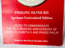 Load image into Gallery viewer, 1972 Cayman Islands Specimen Uncirculated Edition Sterling Silver Queen Elizabeth II and Prince Philip 25th Wedding Anniversary Coin
