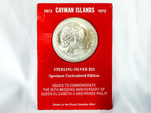 Load image into Gallery viewer, 1972 Cayman Islands Specimen Uncirculated Edition Sterling Silver Queen Elizabeth II and Prince Philip 25th Wedding Anniversary Coin
