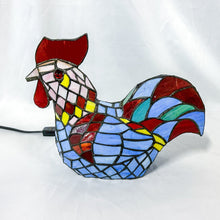 Load image into Gallery viewer, Vintage Stained Glass Style Rooster Lamp
