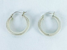 Load image into Gallery viewer, Vintage Solid Sterling Silver Textured 1.2-inch Hoop Earrings
