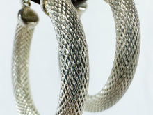 Load image into Gallery viewer, Vintage Solid Sterling Silver Textured 1.2-inch Hoop Earrings
