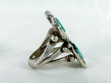 Load image into Gallery viewer, Vintage Sterling Silver &amp; Turquoise Native American Made Snake Ring (Artist Symbol, Unmarked, Tested)
