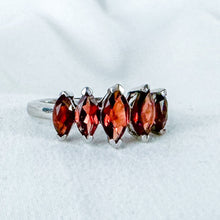 Load image into Gallery viewer, Vintage Karis Sterling Silver and 5-Stone Garnet Ring, Size 7
