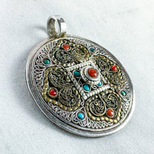 Load image into Gallery viewer, Vintage Sterling Silver Tibetan Mandala Medallion Pendant, Pendant Only, No Chain
