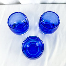 Load image into Gallery viewer, Vintage Cobalt Blue Heavy Candle Holder 3 Piece Set
