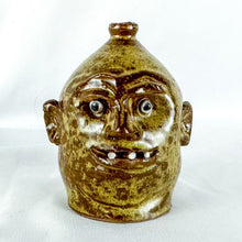 Load image into Gallery viewer, Signed Marvin Bailey Mini Tan &amp; Brown 3-Teeth Ugly Face Jug
