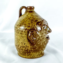 Load image into Gallery viewer, Signed Marvin Bailey Mini Tan &amp; Brown 3-Teeth Ugly Face Jug
