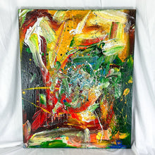 Load image into Gallery viewer, Original Acrylic on Canvas Signed by Artist Green, Red, &amp; Yellow Abstract Painting
