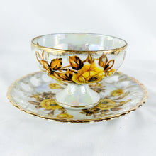 Load image into Gallery viewer, Vintage Royal Sealy Japan Yellow Roses Lusterware Teacup &amp; Saucer
