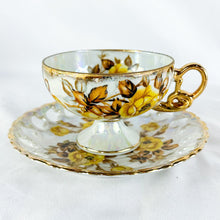 Load image into Gallery viewer, Vintage Royal Sealy Japan Yellow Roses Lusterware Teacup &amp; Saucer
