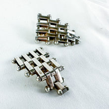 Load image into Gallery viewer, Vintage Sterling Silver Triangle Link Clip-On Earrings
