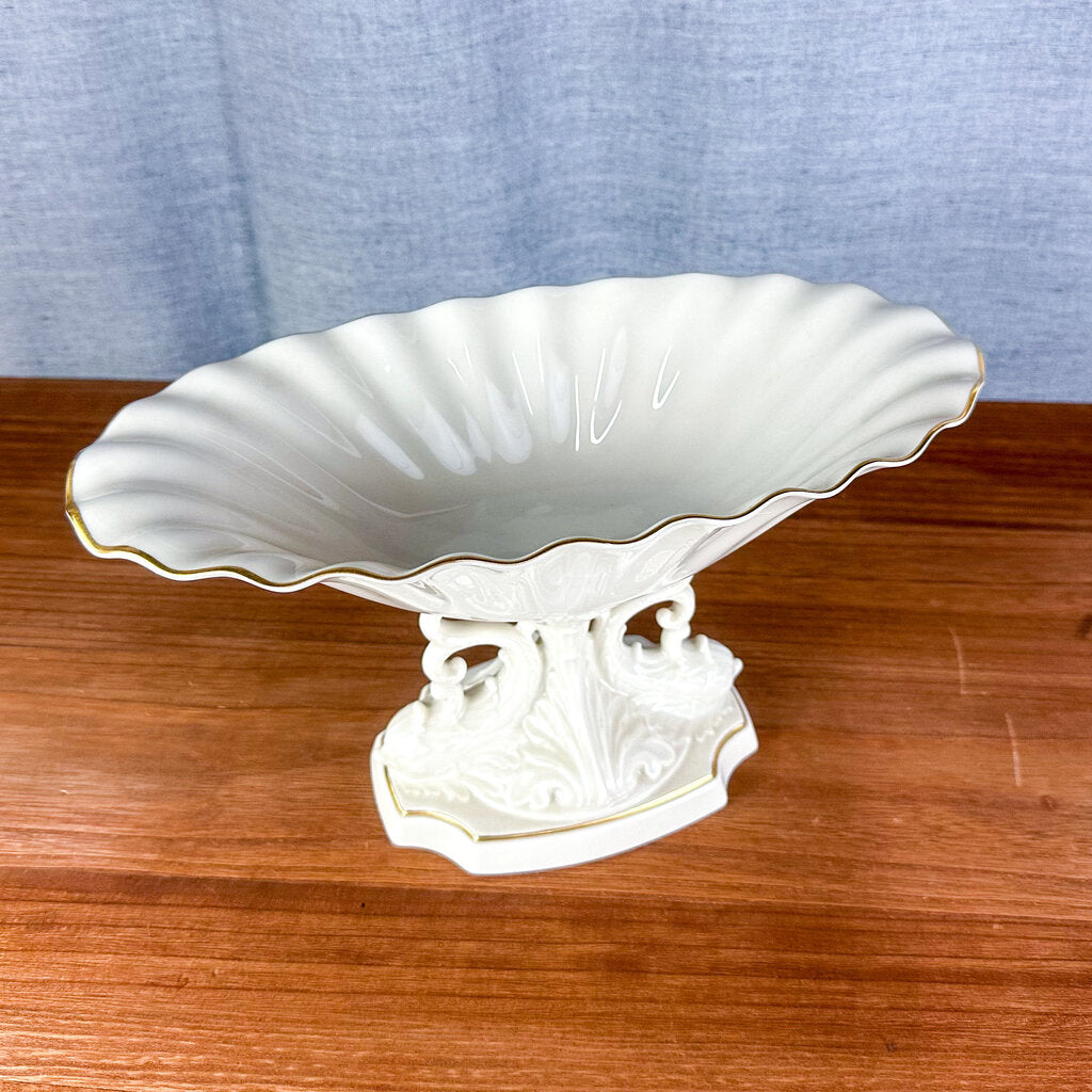 Vintage Lenox Made in USA Porcelain Dolphin Pedestal Bowl