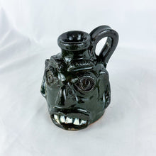 Load image into Gallery viewer, Mary &amp; Stanley Ferguson Small Dark Green 5-Teeth Ugly Face Jug
