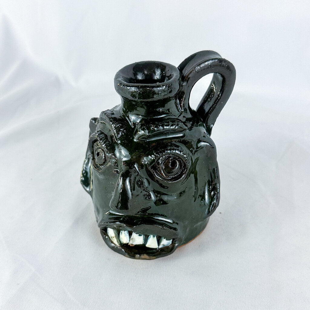 Mary & Stanley Ferguson Small Dark Green 5-Teeth Ugly Face Jug